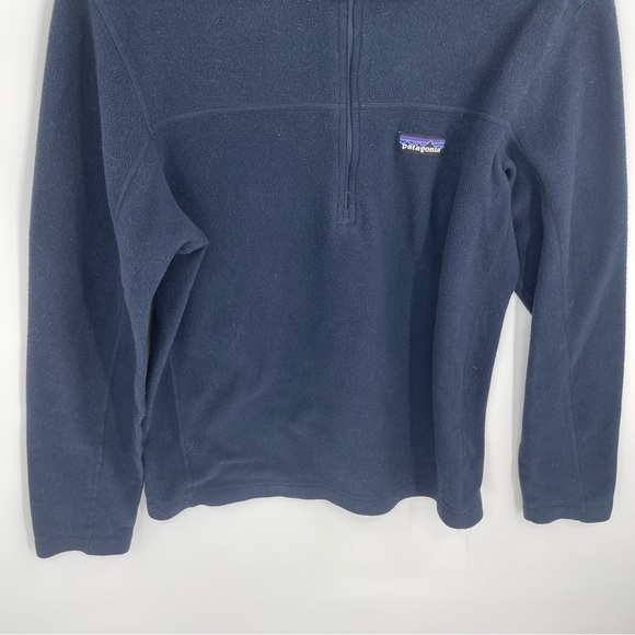 Patagonia 1/4 Zip Fleece Women’s Small Black/navy long sleeves logo lightweight - Picture 2 of 9